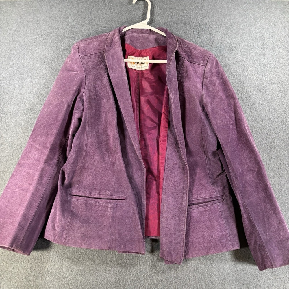 VTG 80s Avanti Suede Jacket Women's S/M Magenta/Purple Retro Leather Jewel Tone